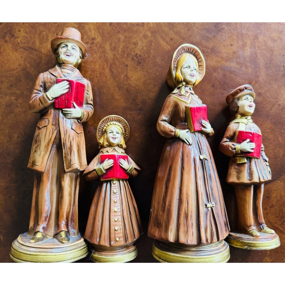 NORCREST Chalkware (RB Japan) Carolers Victorian Family Christmas 4-Pieces